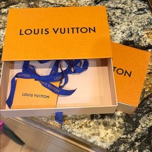 Louis Vuitton Orange Box with Blue Ribbon Set